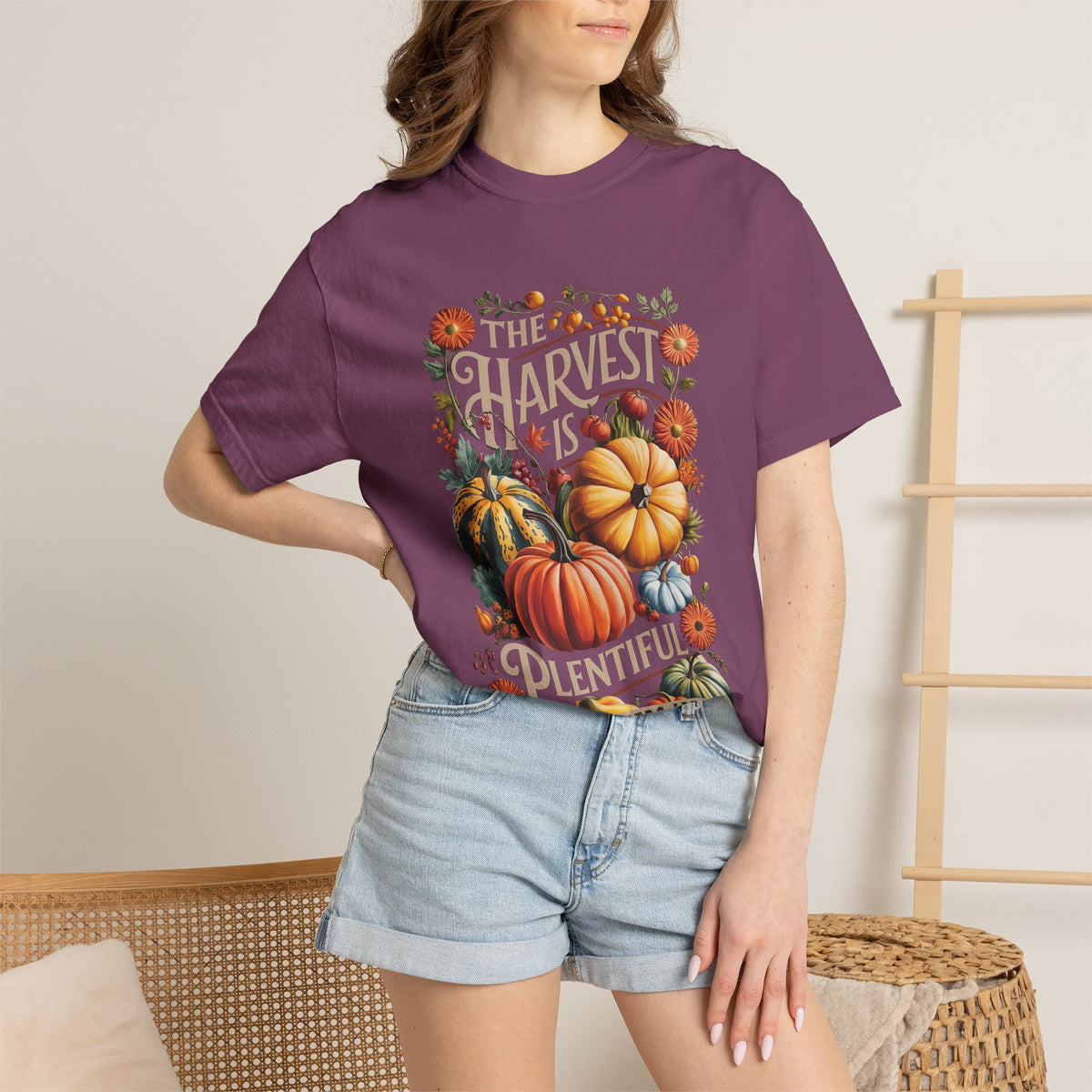 The Harvest is Plentiful T-Shirt Fall Pumpkin Harvest Christian Tee