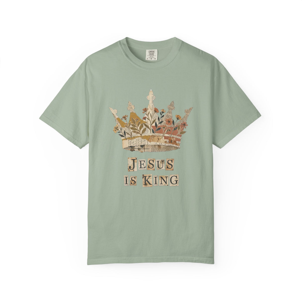 Jesus Is King Collage & Crown T-Shirt Faith-Based Christian Distressed Tee