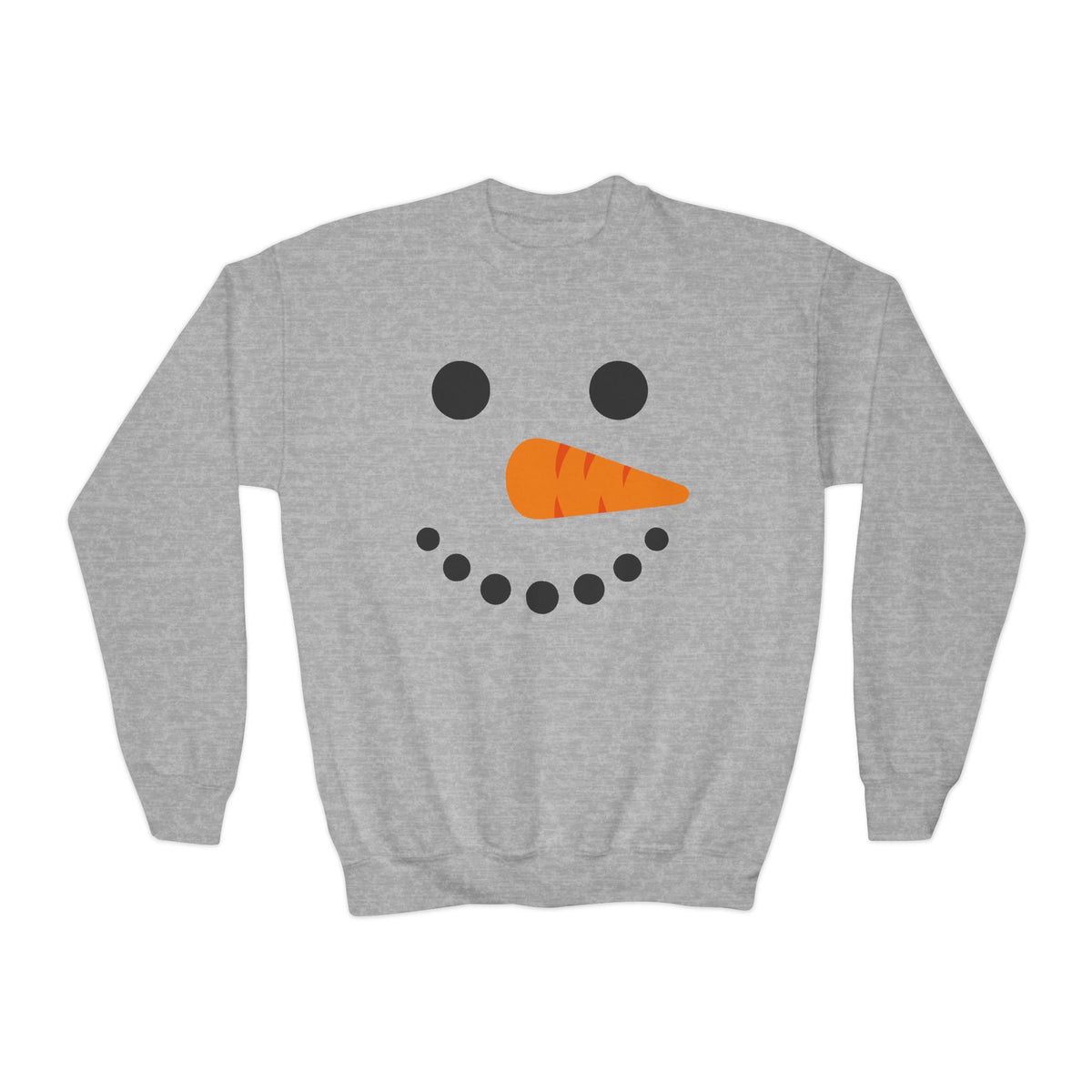 Cheerful Snowman Face Winter Crewneck Unisex Youth Sweatshirt