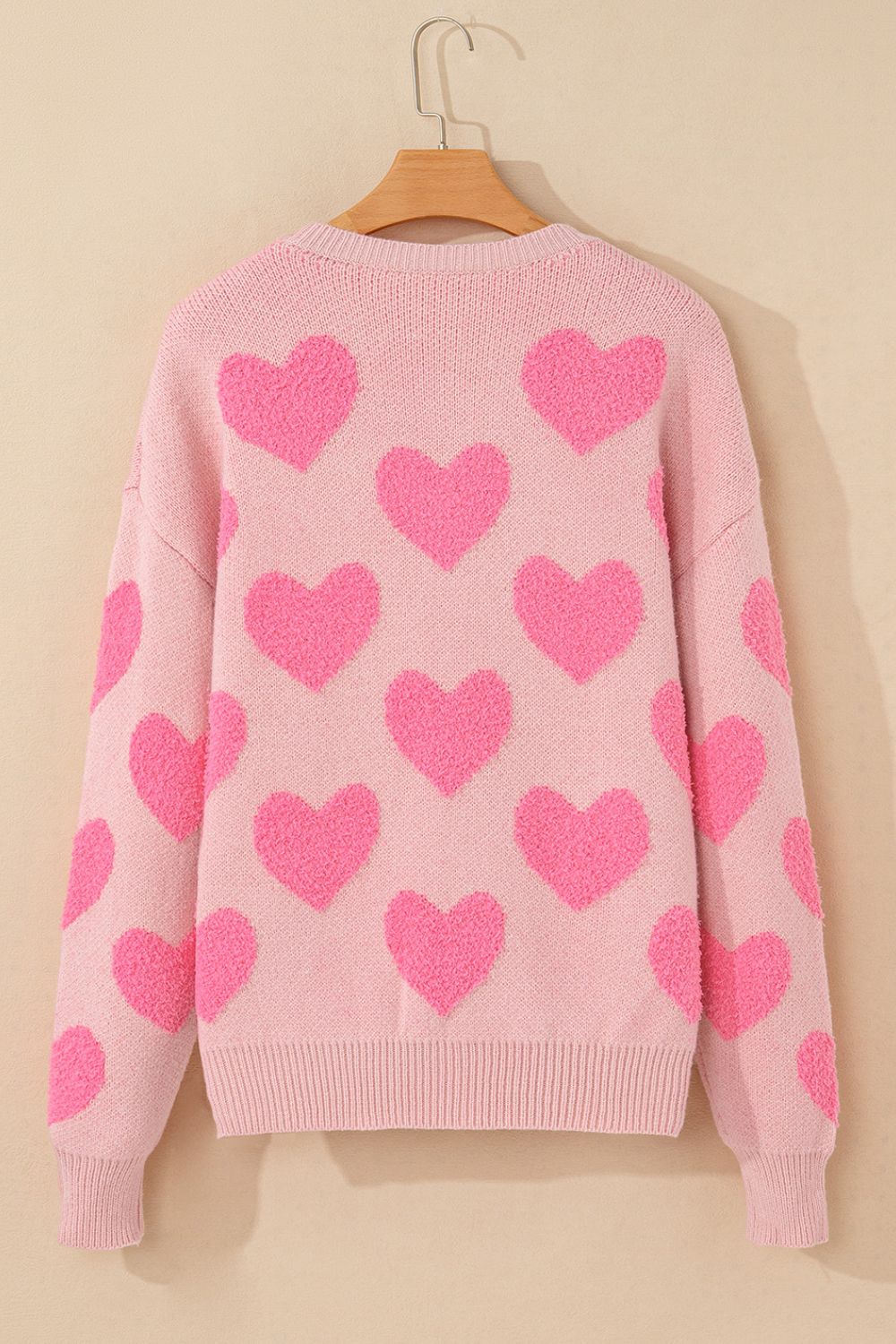 Valentine's Day Heart Jacquard Round Neck Sweater - Sydney So Sweet