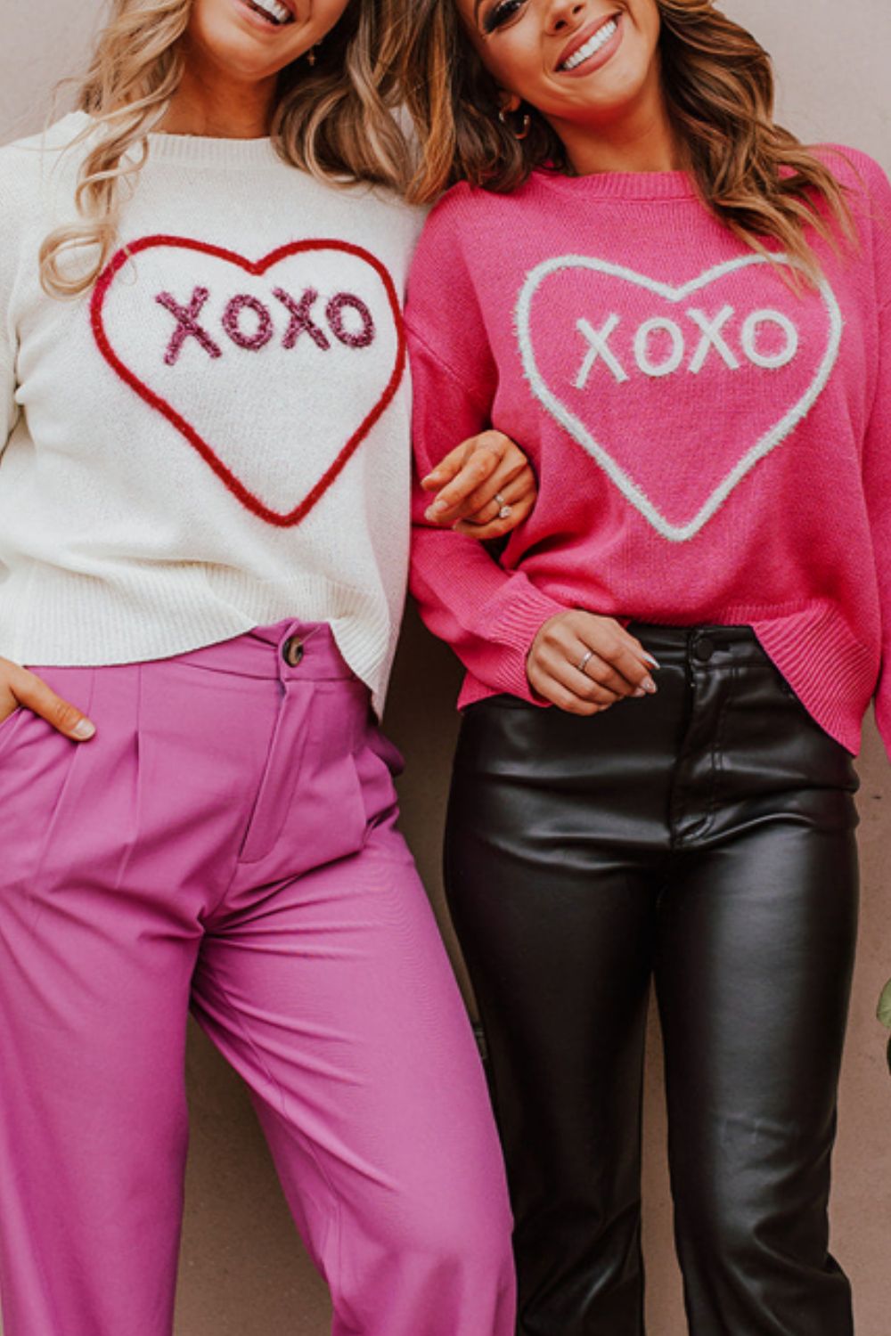 XOXO Round Neck Drop Shoulder Sweater - Sydney So Sweet