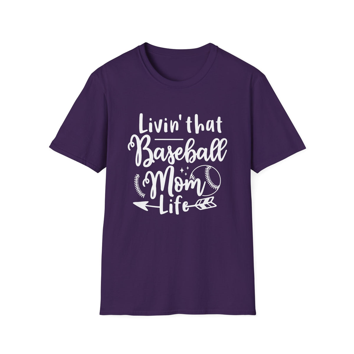 Livin' That Baseball Mom Life Graphic T-Shirt Cute Sports Mom Tee (12 Team Colors)