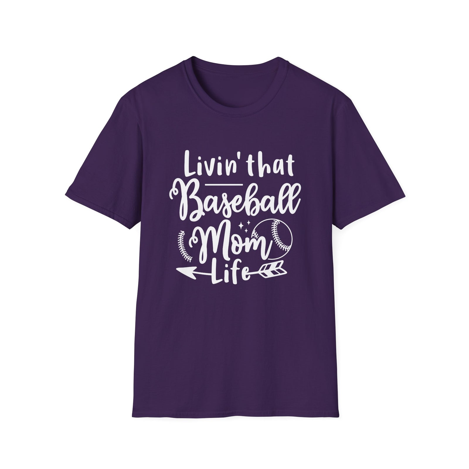 Livin' That Baseball Mom Life Graphic T-Shirt Cute Sports Mom Tee (12 Team Colors)