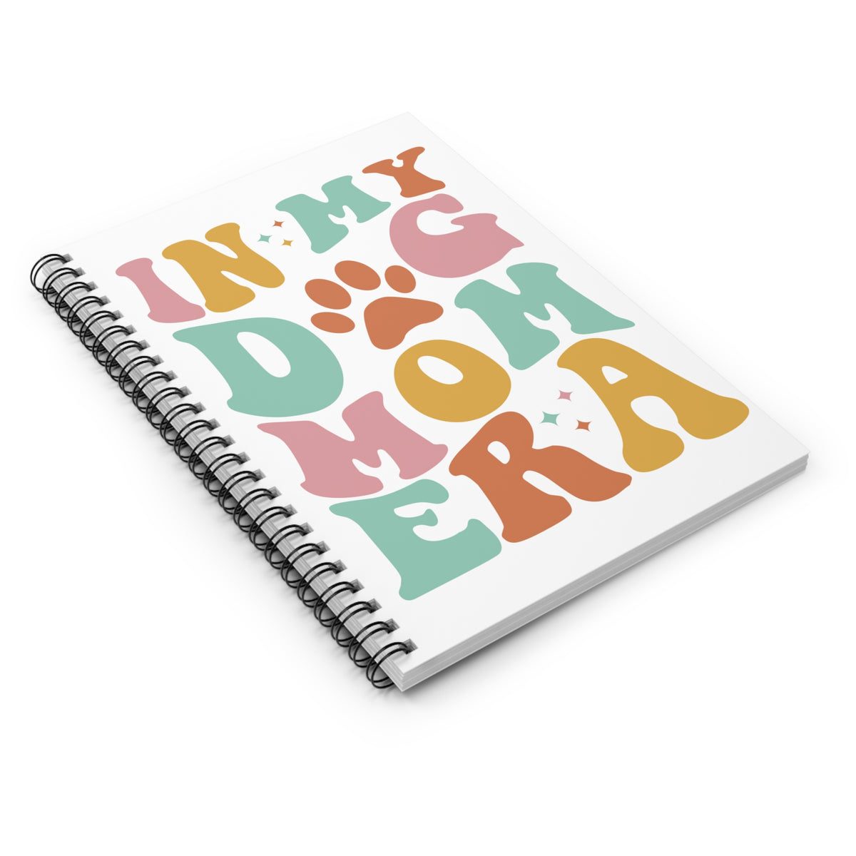 Dog Mom Era Spiral Notebook Colorful Paw Print Ruled Journal