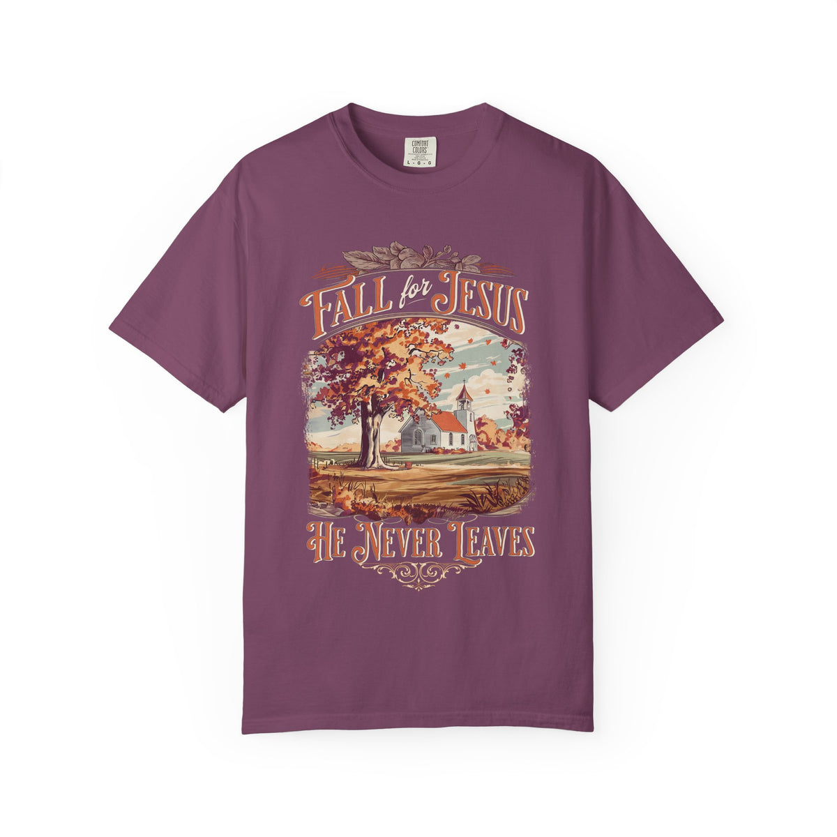 Fall For Jesus He Never Leaves Fall T-Shirt Vintage Church Christian Graphic Tee
