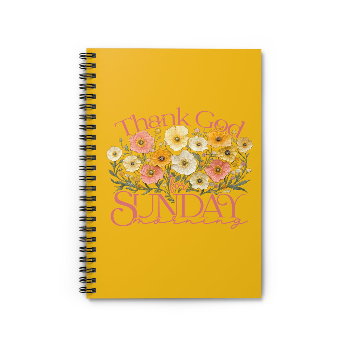 Thank God for Sunday Mornings Floral Spiral Notebook Ruled Journal