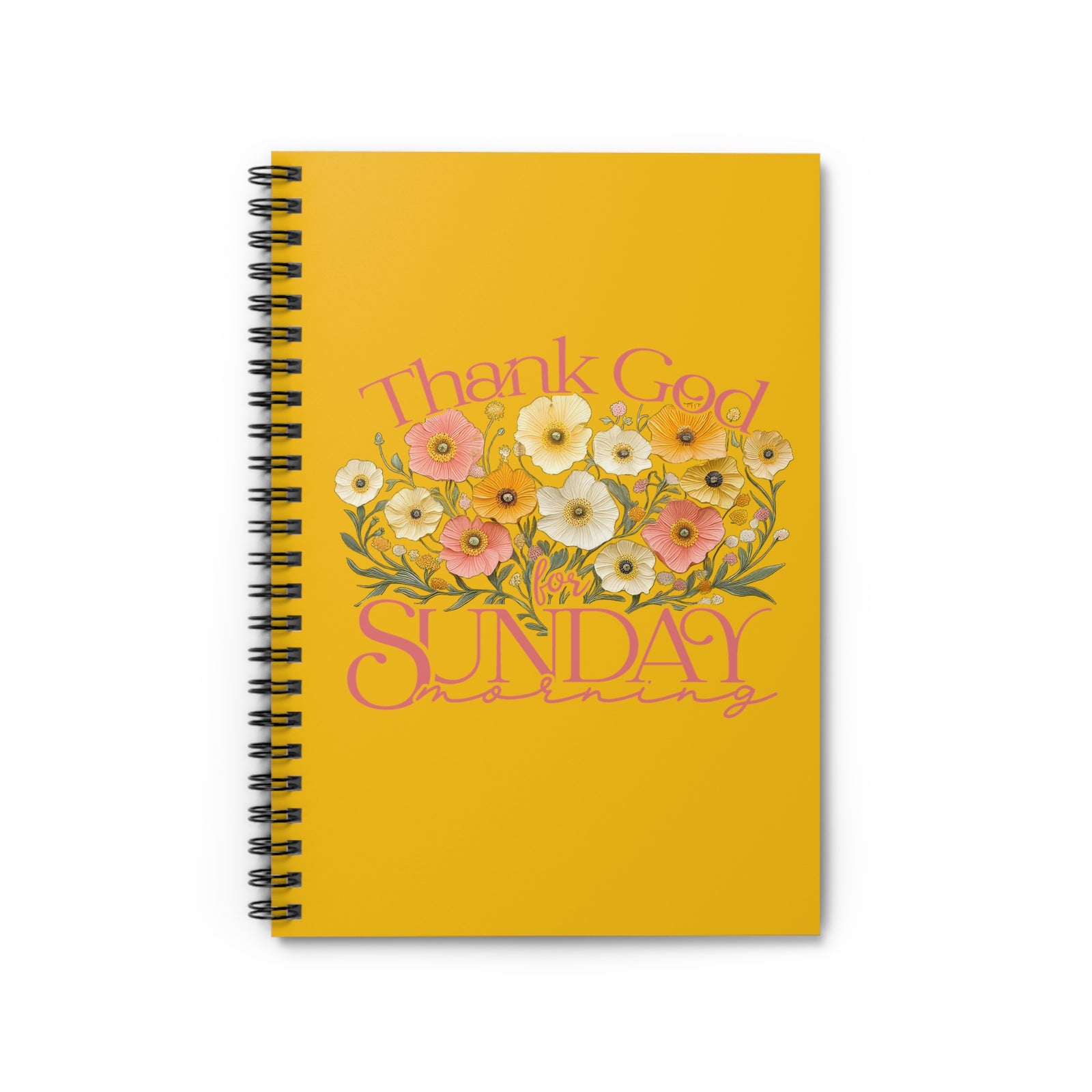 Thank God for Sunday Mornings Floral Spiral Notebook Ruled Journal