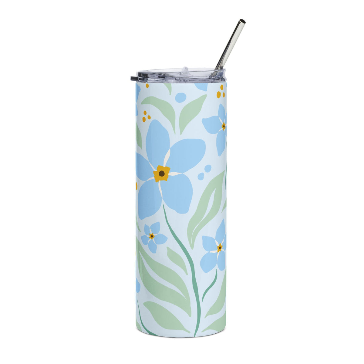 Blue Floral Forget-Me-Not 20oz Stainless Steel Insulated Tumbler Travel Cup