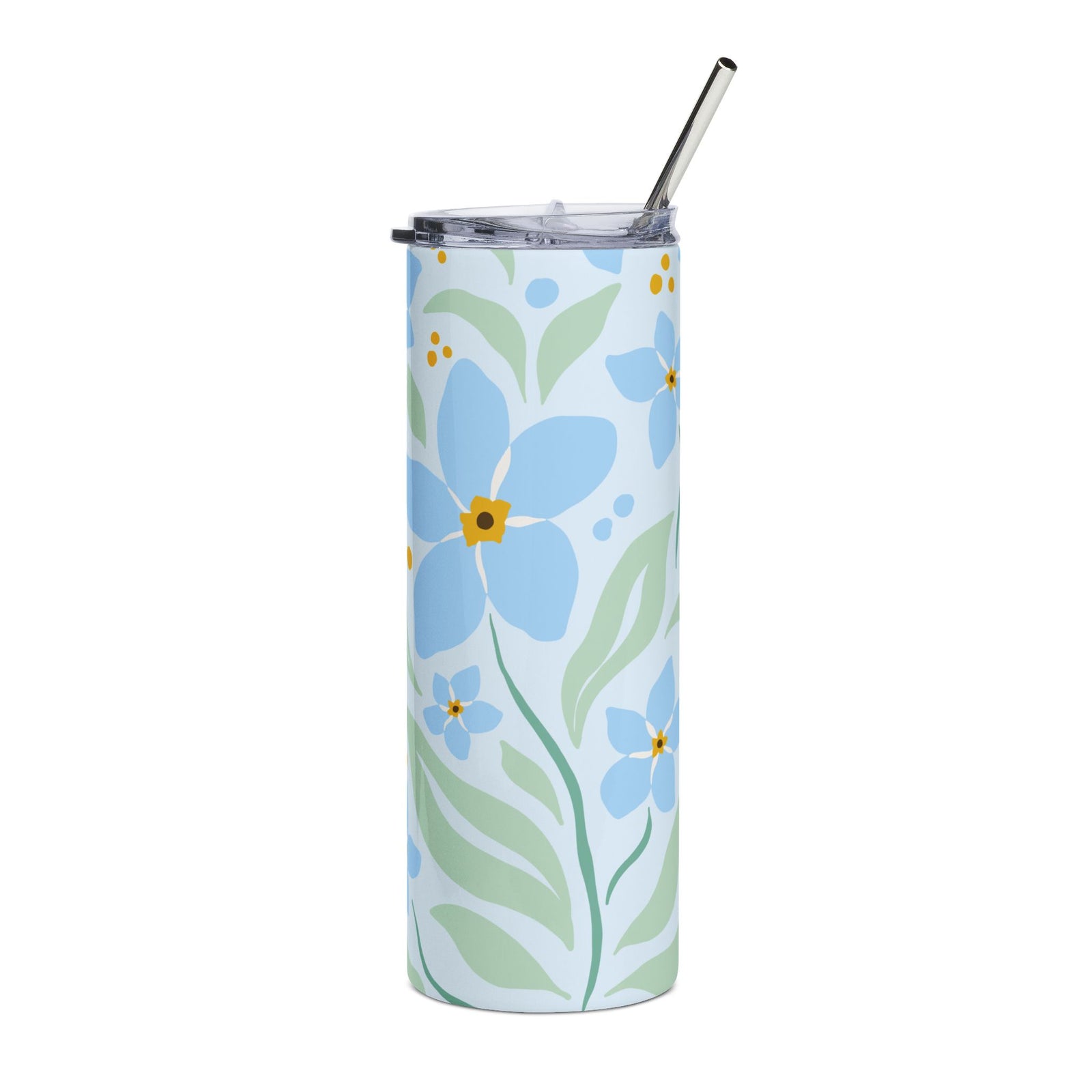 Blue Floral Forget-Me-Not 20oz Stainless Steel Insulated Tumbler Travel Cup