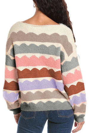 Boat Neck Long Sleeve Sweater - Sydney So Sweet