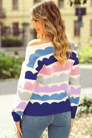 Boat Neck Long Sleeve Sweater - Sydney So Sweet