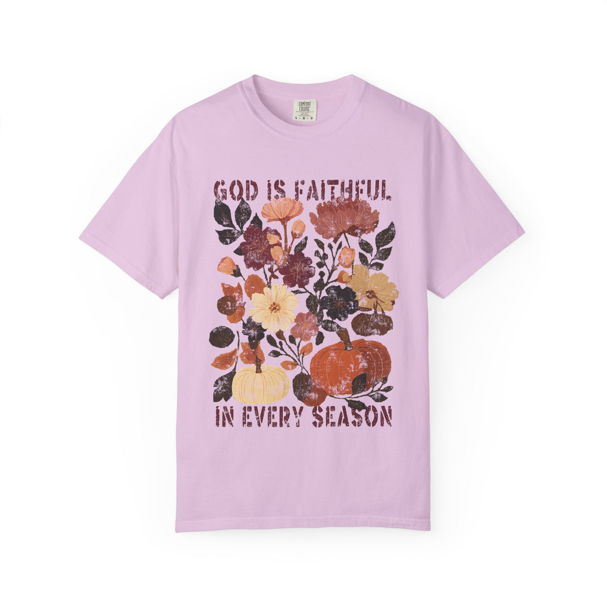 God is Faithful Floral Pumpkin T-Shirt Christian Distressed Fall Graphic Tee