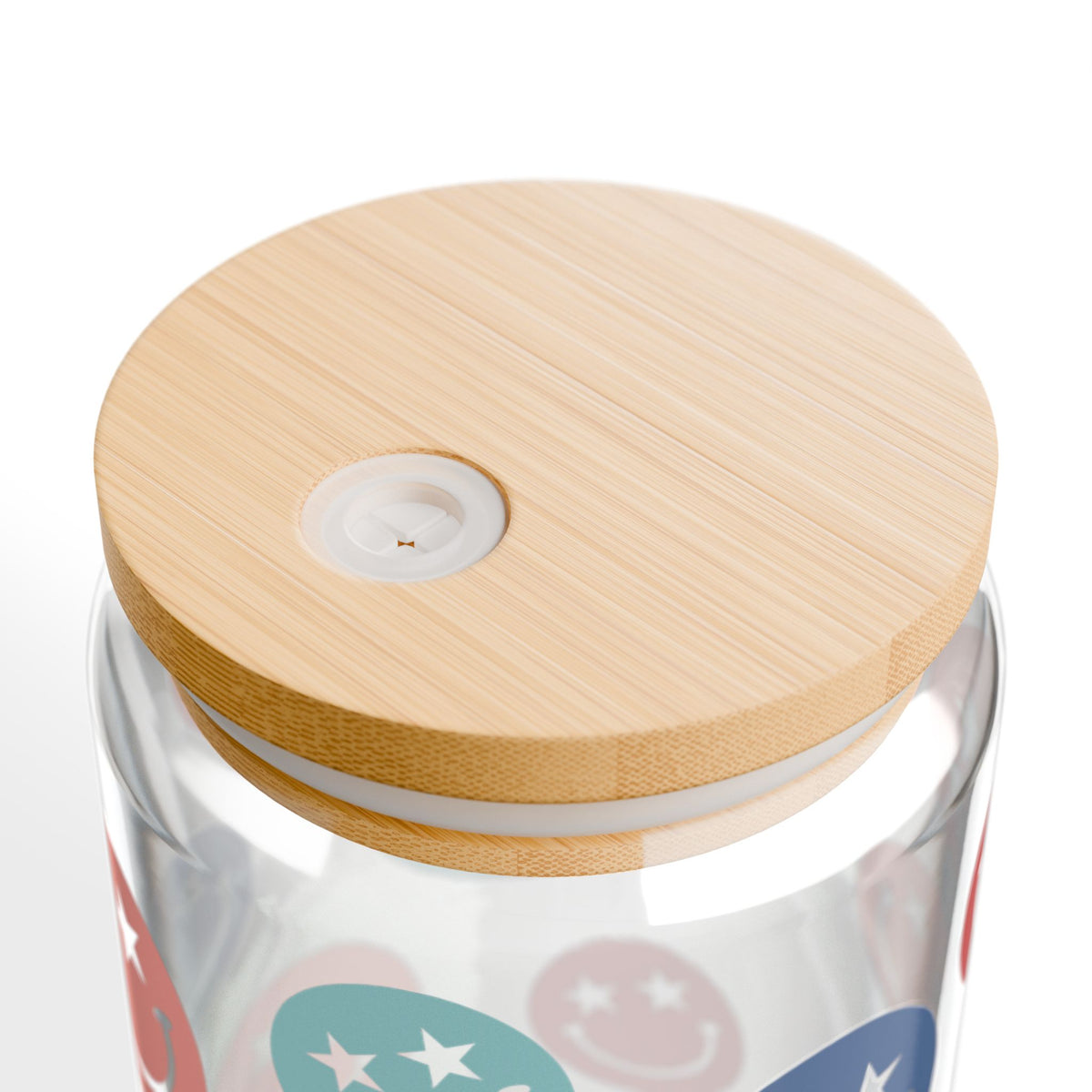 Star Smiley Tumbler Sipper Glass 16oz — Reusable Drink Jar with Lid & Straw