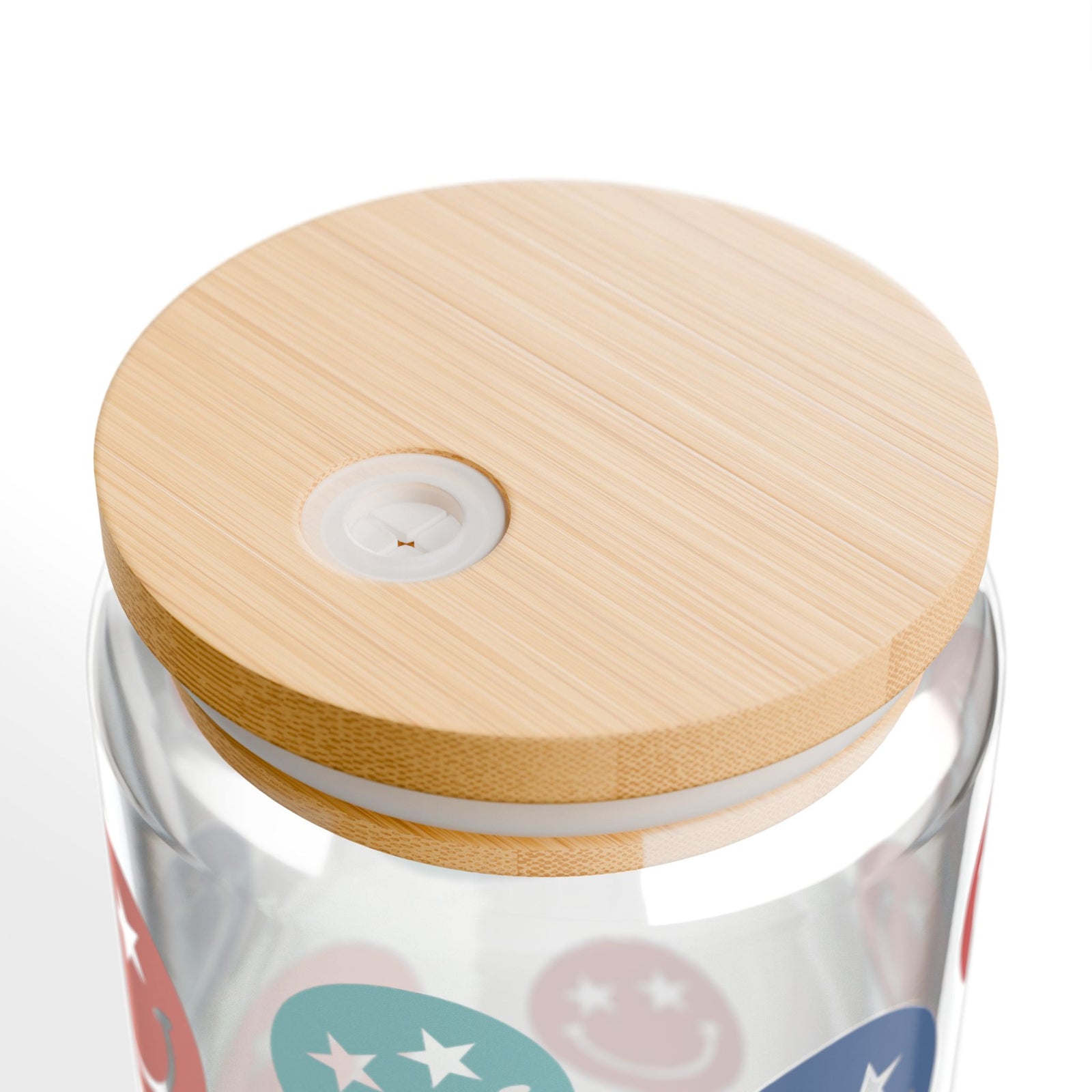 Star Smiley Tumbler Sipper Glass 16oz — Reusable Drink Jar with Lid & Straw