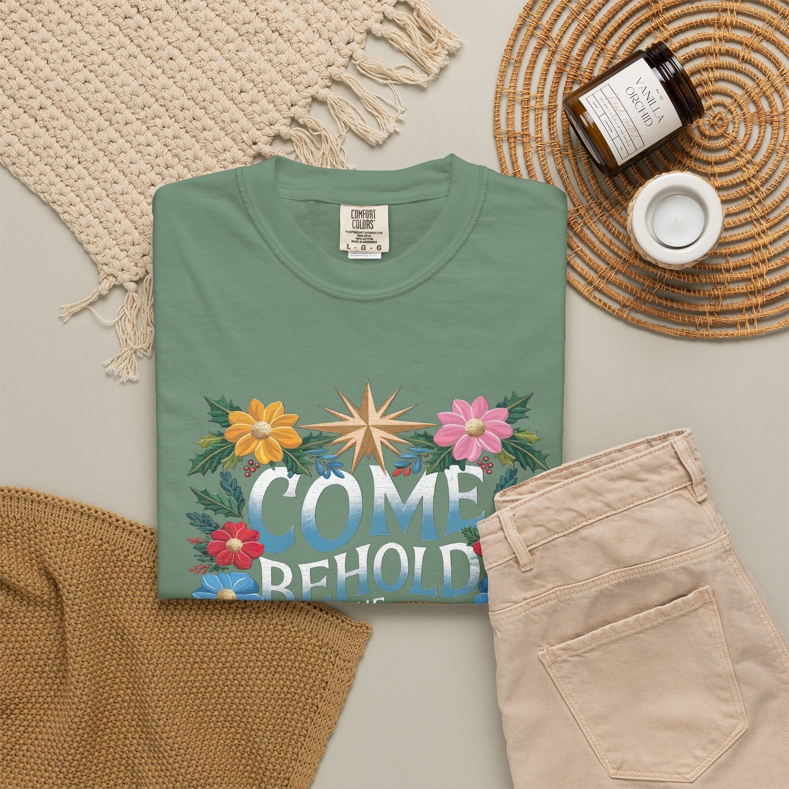 Come & Behold the Newborn King Christmas T-Shirt Christian Graphic Tee
