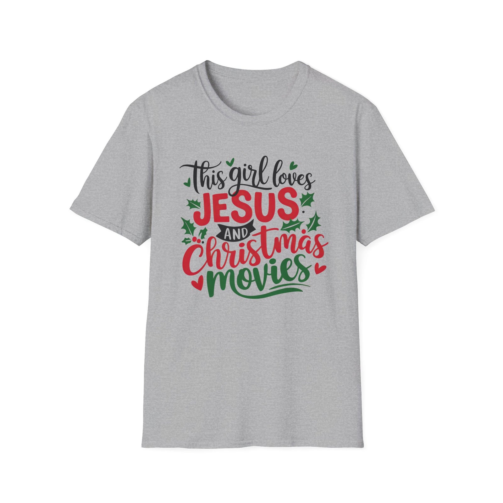 This Girl Loves Jesus & Christmas Movies Tee Christian Graphic T-Shirt