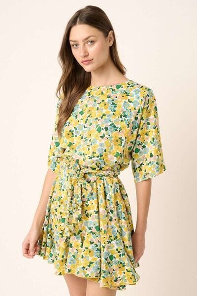 Mittoshop Floral Tie Waist Half Sleeve Mini Dress - Sydney So Sweet