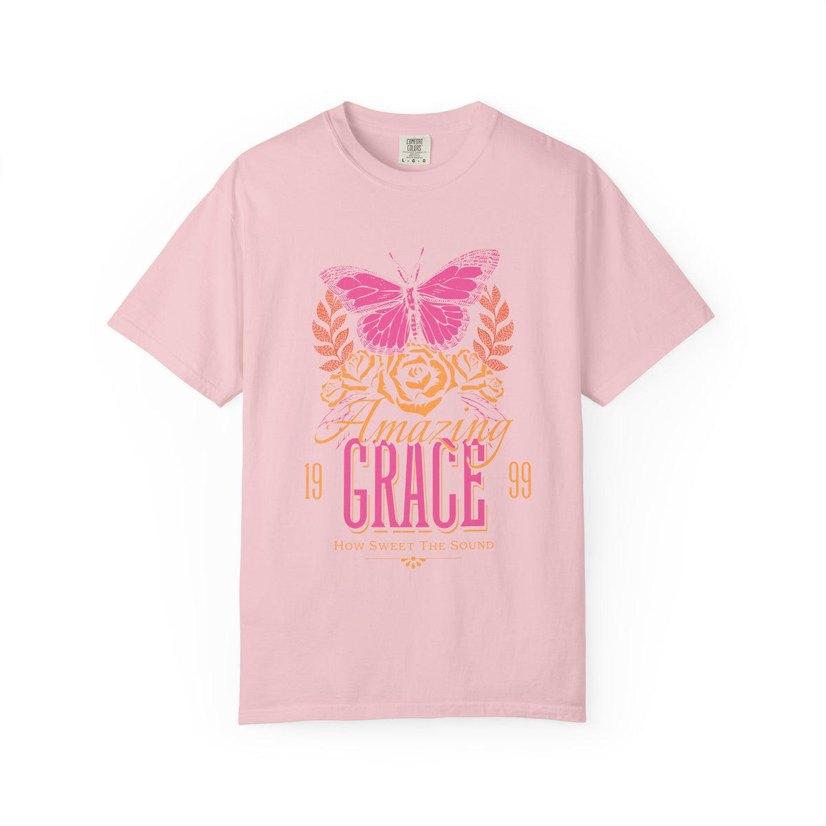 Amazing Grace Butterfly Graphic T-Shirt Vintage Christian Summer Tee