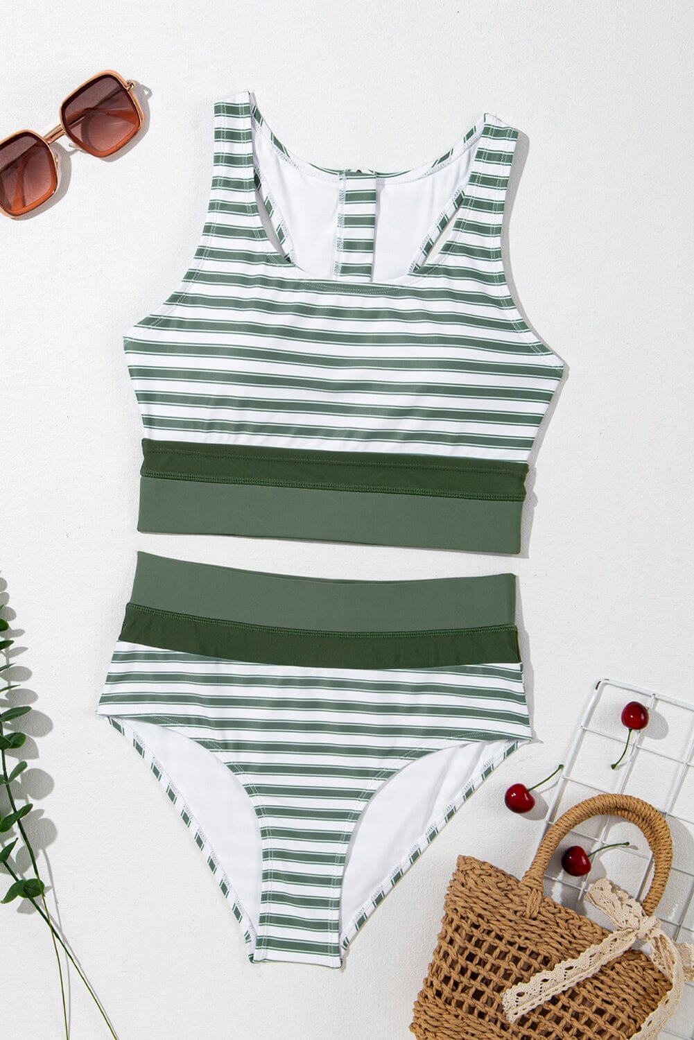 Striped Wide Strap Bikini Set - Sydney So Sweet