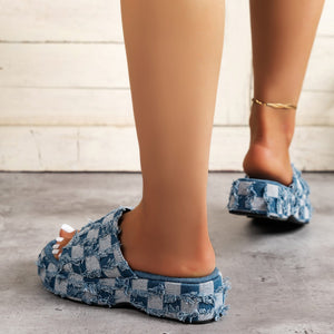 Plaid PU Leather Platform Sandals - Sydney So Sweet
