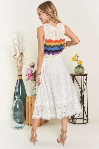 ADORA Elastic Waist Lace Midi Skirt - Sydney So Sweet