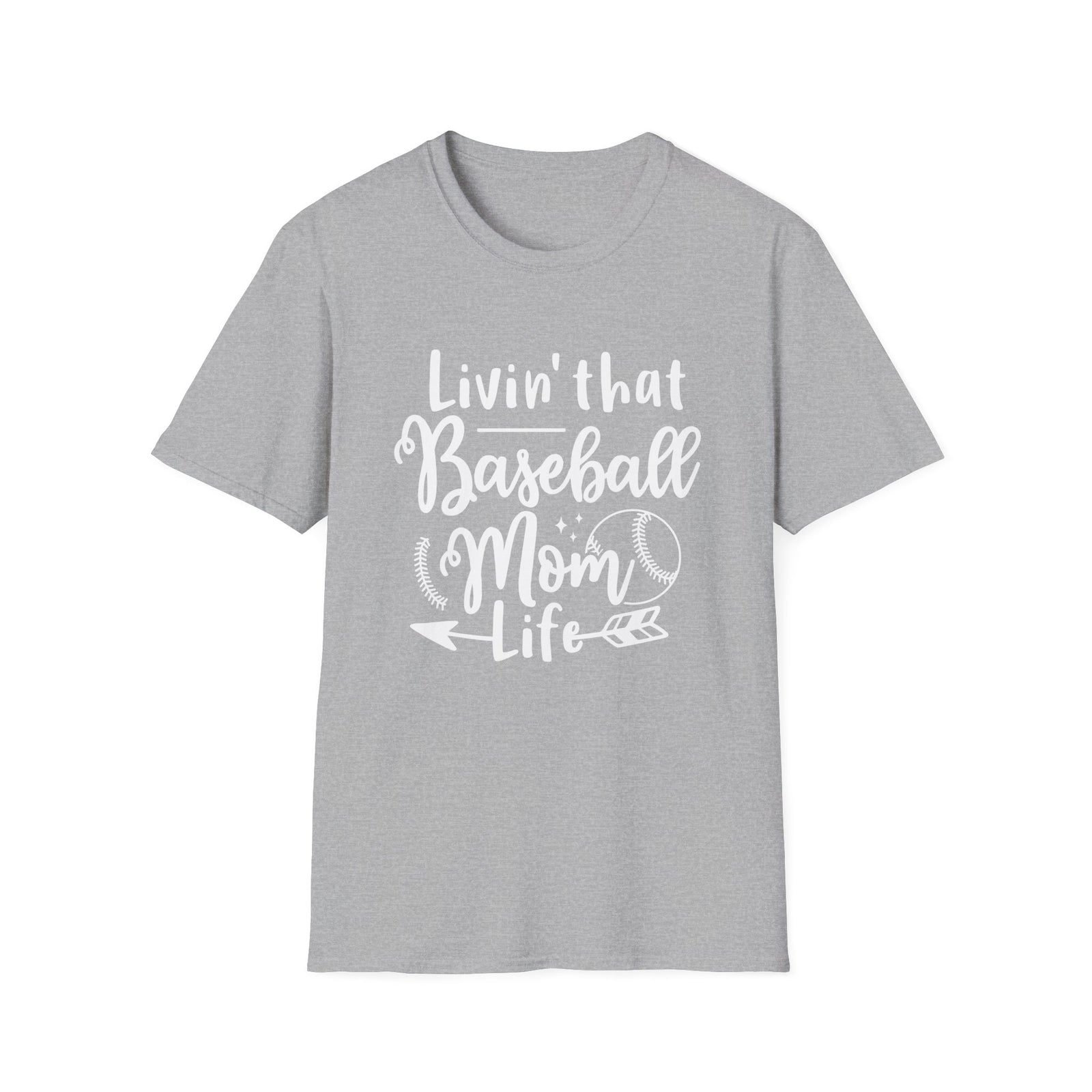 Livin' That Baseball Mom Life Graphic T-Shirt Cute Sports Mom Tee (12 Team Colors)