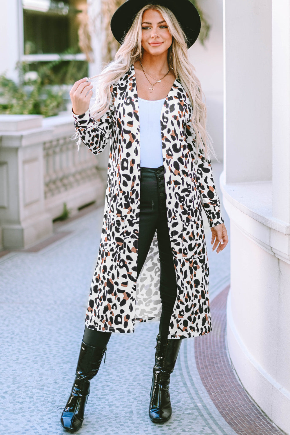 Leopard Open Front Long Sleeve Cover Up - Sydney So Sweet