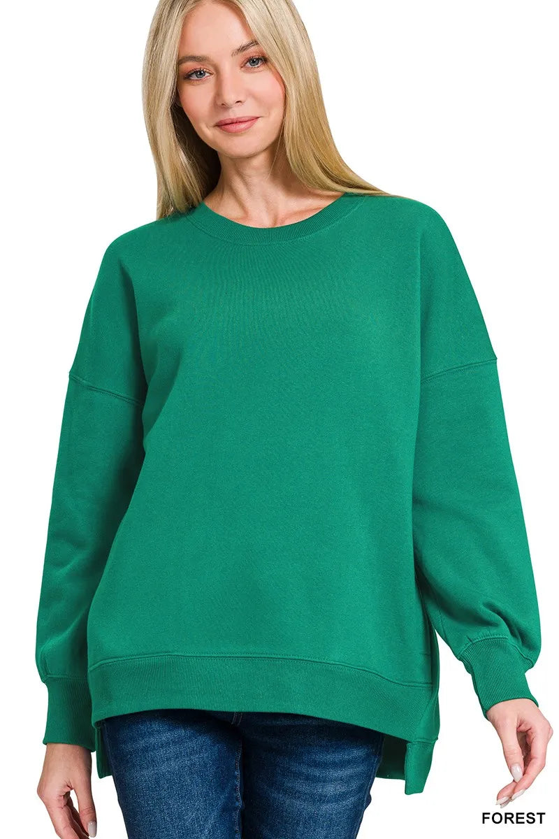 Zenana Fleece Hi-low Boyfriend Sweatshirts with Pockets - Sydney So Sweet