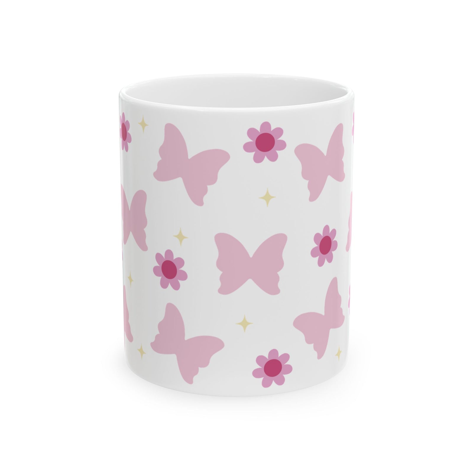 Butterflies & Daisies Cute Ceramic Mug Coffee Cup (11oz & 15oz)