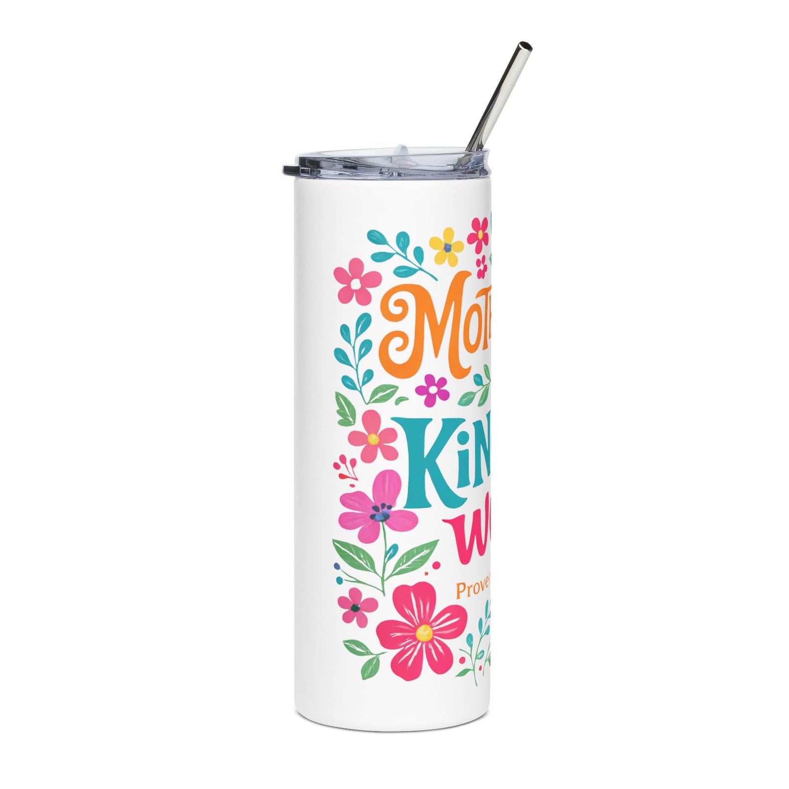Motherhood Is Kingdom Work 20oz Floral Stainless Steel Tumbler Insulated Travel Cup