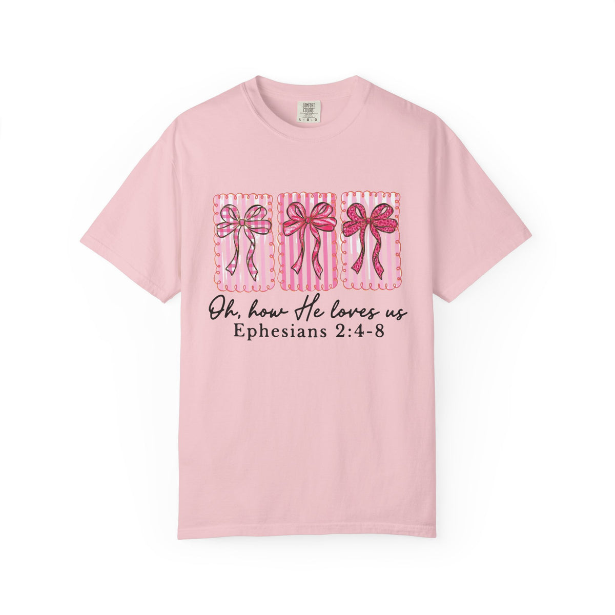 Oh How He Loves Us Ephesians 2: 4-8 Christian Valentine's Day Graphic T-Shirt Unisex Short Sleeve Tee