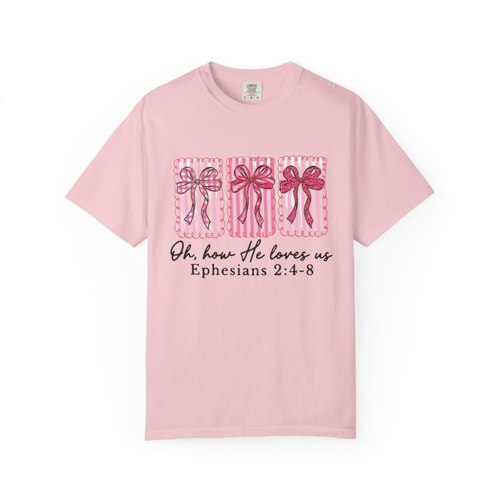 Oh How He Loves Us Ephesians 2: 4-8 Christian Valentine's Day Graphic T-Shirt Unisex Short Sleeve Tee