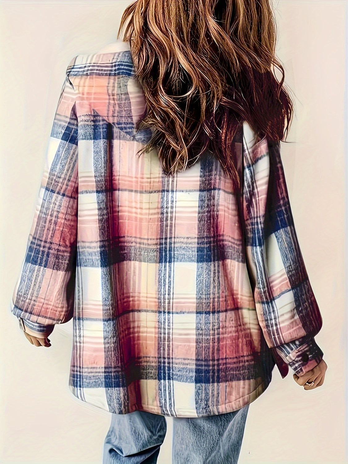 Plaid Snap Down Long Sleeve Hooded Shacket - Sydney So Sweet