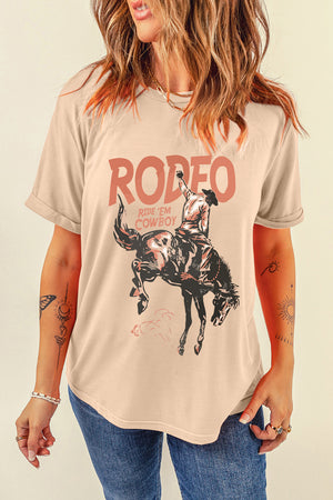 Cowboy Graphic Round Neck Short Sleeve T-Shirt - Sydney So Sweet