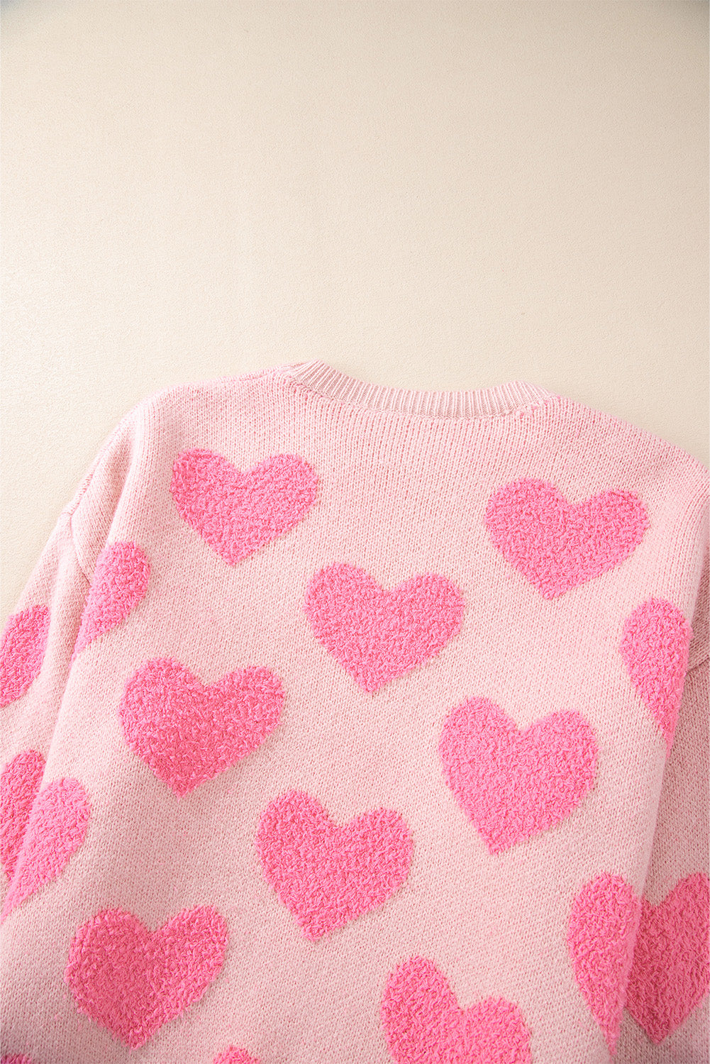 Valentine's Day Heart Jacquard Round Neck Sweater - Sydney So Sweet