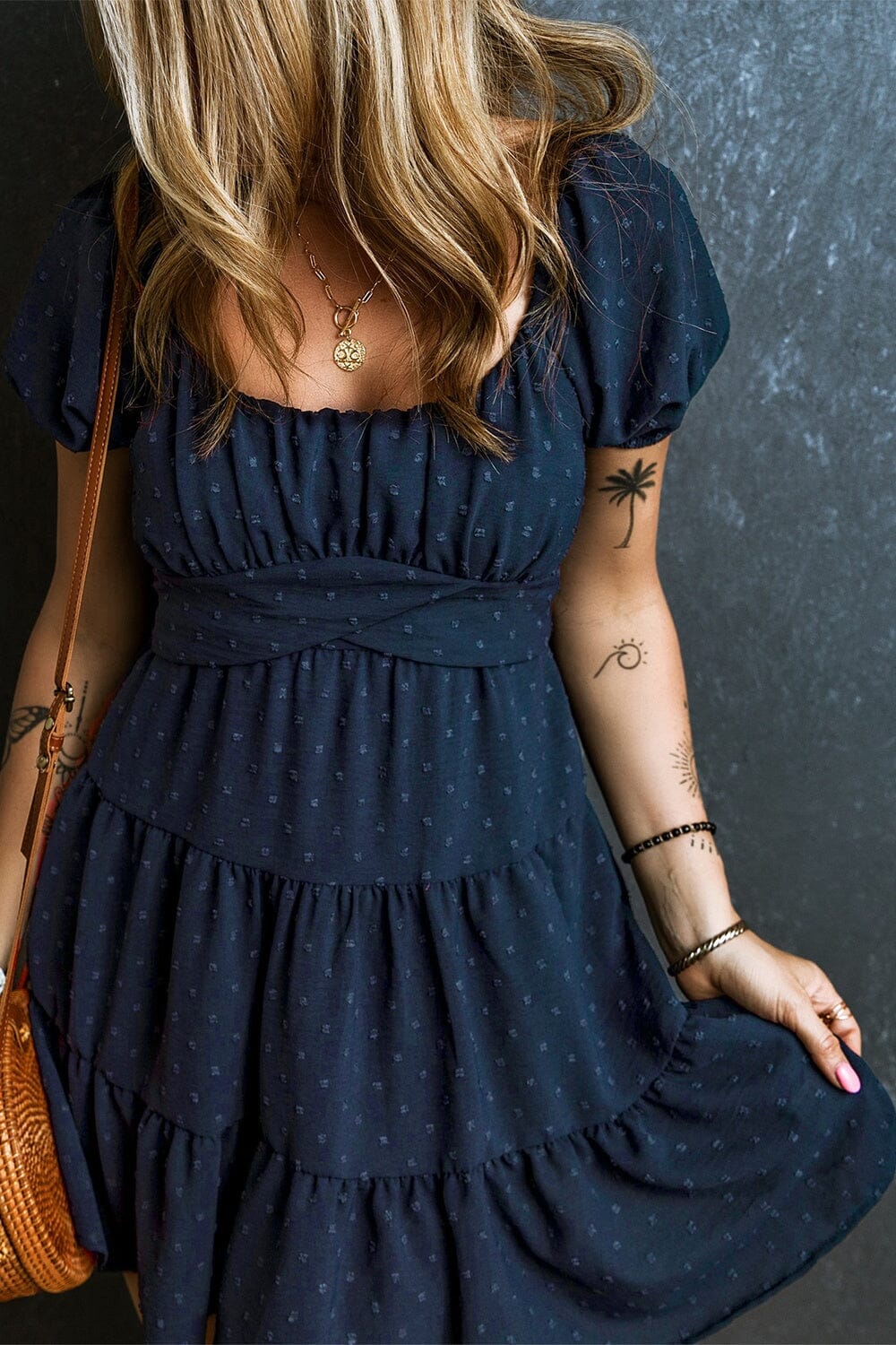 Swiss Dot Short Sleeve Mini Dress - Sydney So Sweet