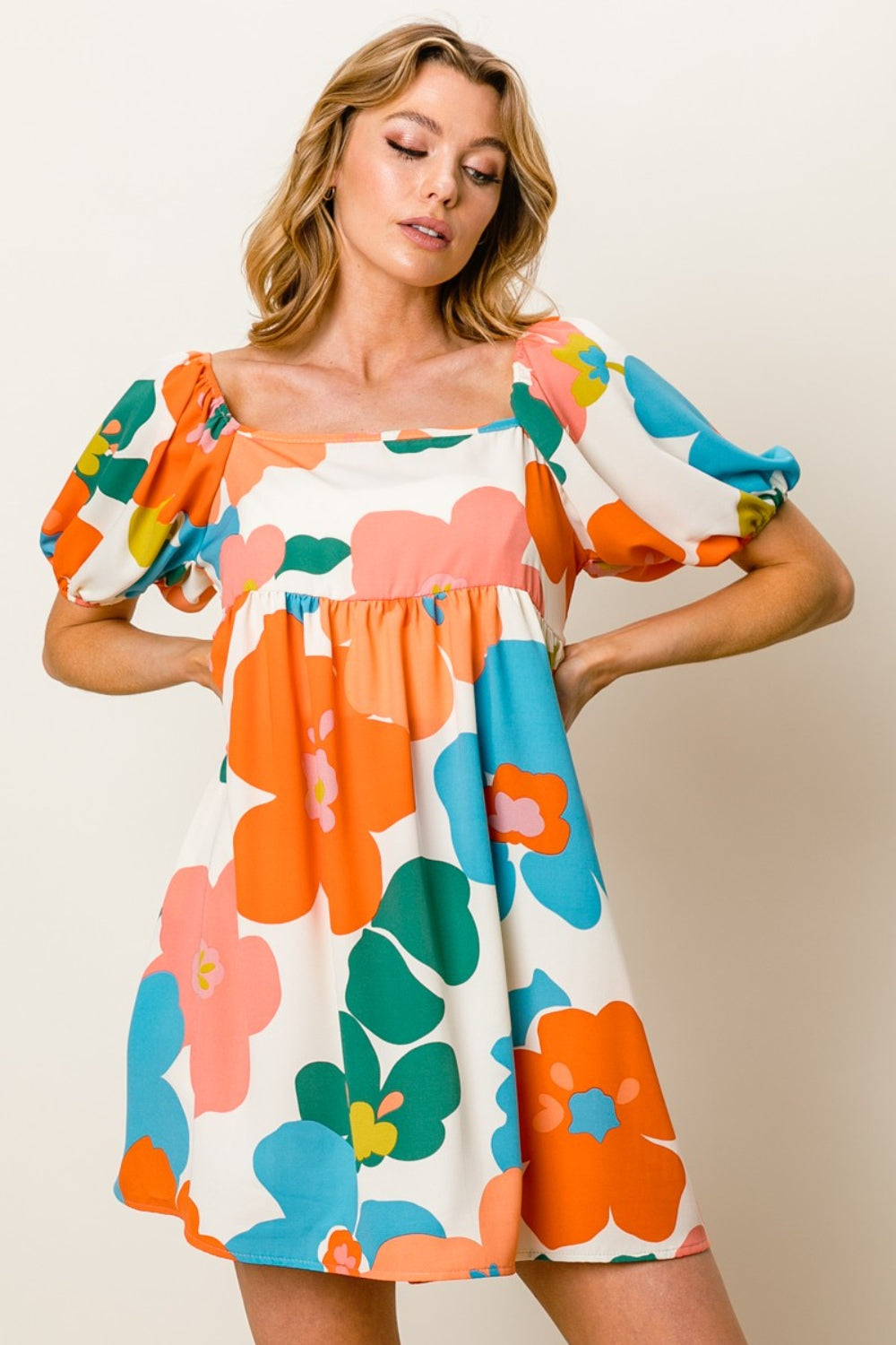 BiBi Floral Puff Sleeve Mini Dress - Sydney So Sweet