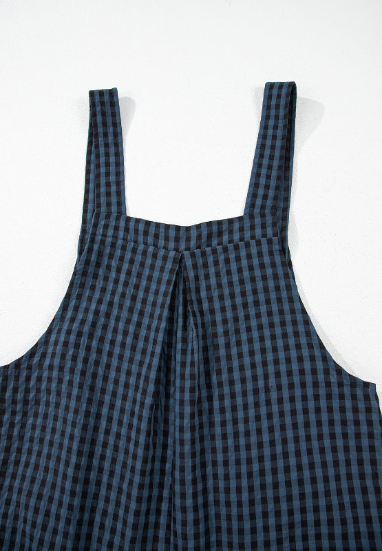 Plaid Wide Strap Wide Leg Overalls - Sydney So Sweet