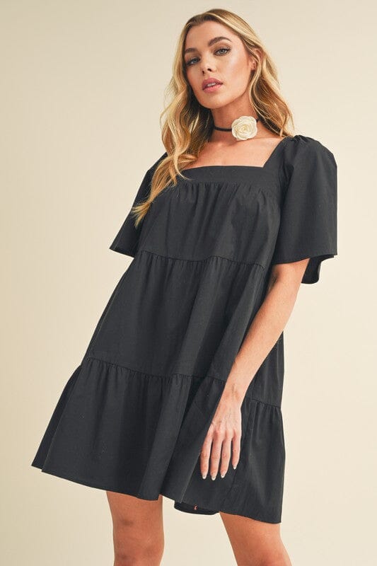 Aemi + Co Square Neck Half Sleeve Tiered Dress - Sydney So Sweet