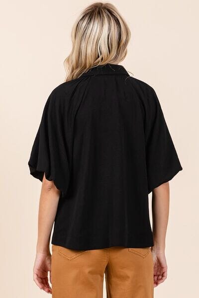 Mittoshop Airflow Short Bubble Sleeve Button Down Shirt - Sydney So Sweet