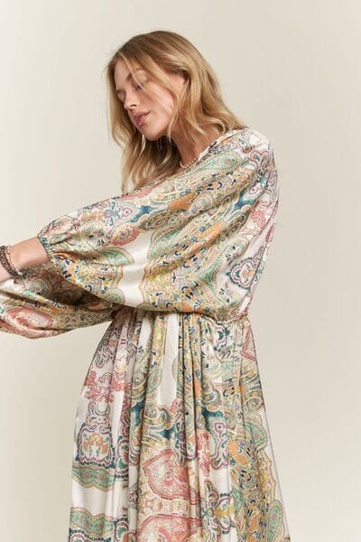 ADORA Printed V-Neck Batwing Sleeve Dress - Sydney So Sweet