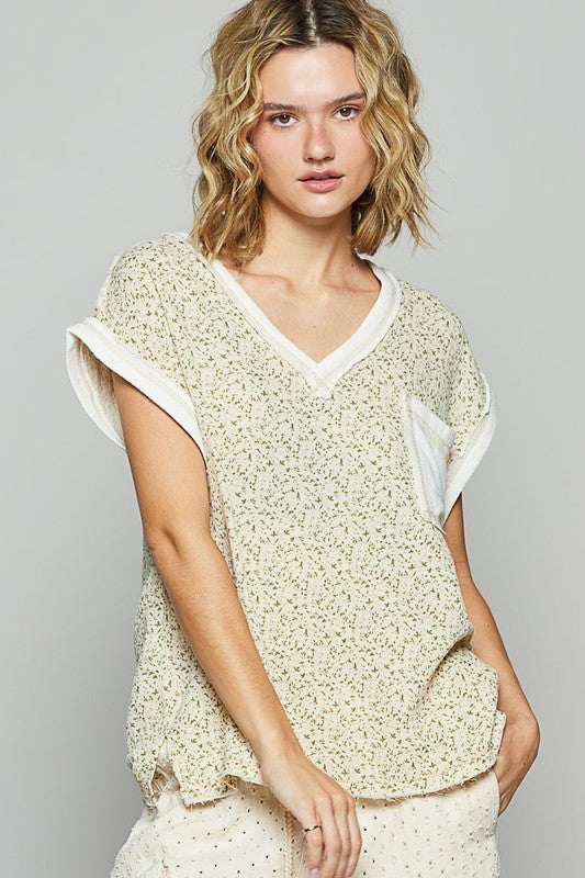 POL Floral V-Neck Short Sleeve T-Shirt - Sydney So Sweet