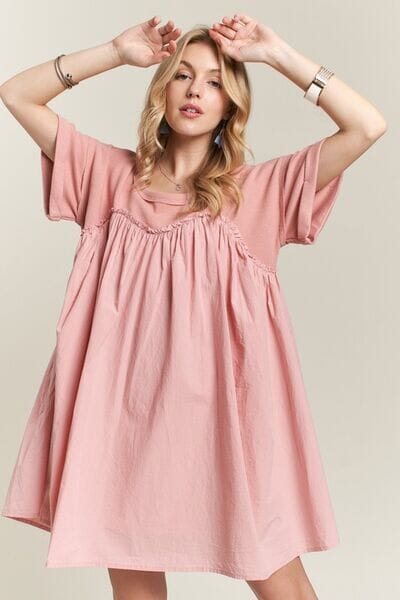 ADORA Round Neck Half Sleeve Babydoll Dress - Sydney So Sweet
