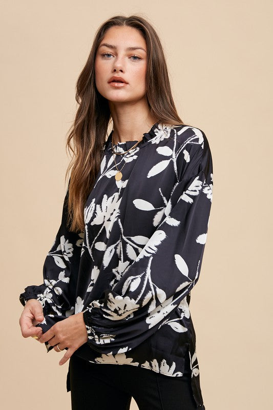 Annie Wear Frill Printed Balloon Sleeve Blouse - Sydney So Sweet