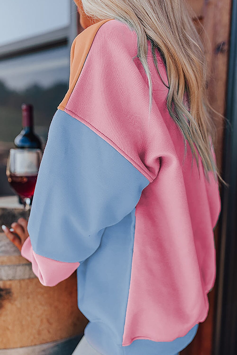 Color Block Round Neck Long Sleeve Sweatshirt - Sydney So Sweet