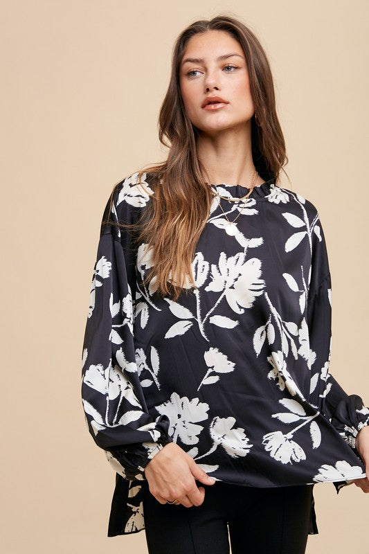 Annie Wear Frill Printed Balloon Sleeve Blouse - Sydney So Sweet