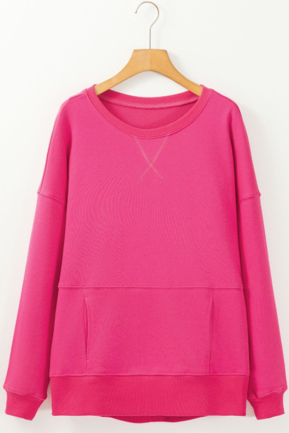 Solid Color Round Neck Long Sleeve Sweatshirt - Sydney So Sweet