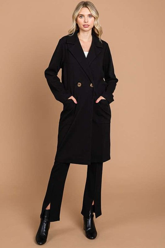 Culture Code Double Breast Lapel Collar Coat - Sydney So Sweet