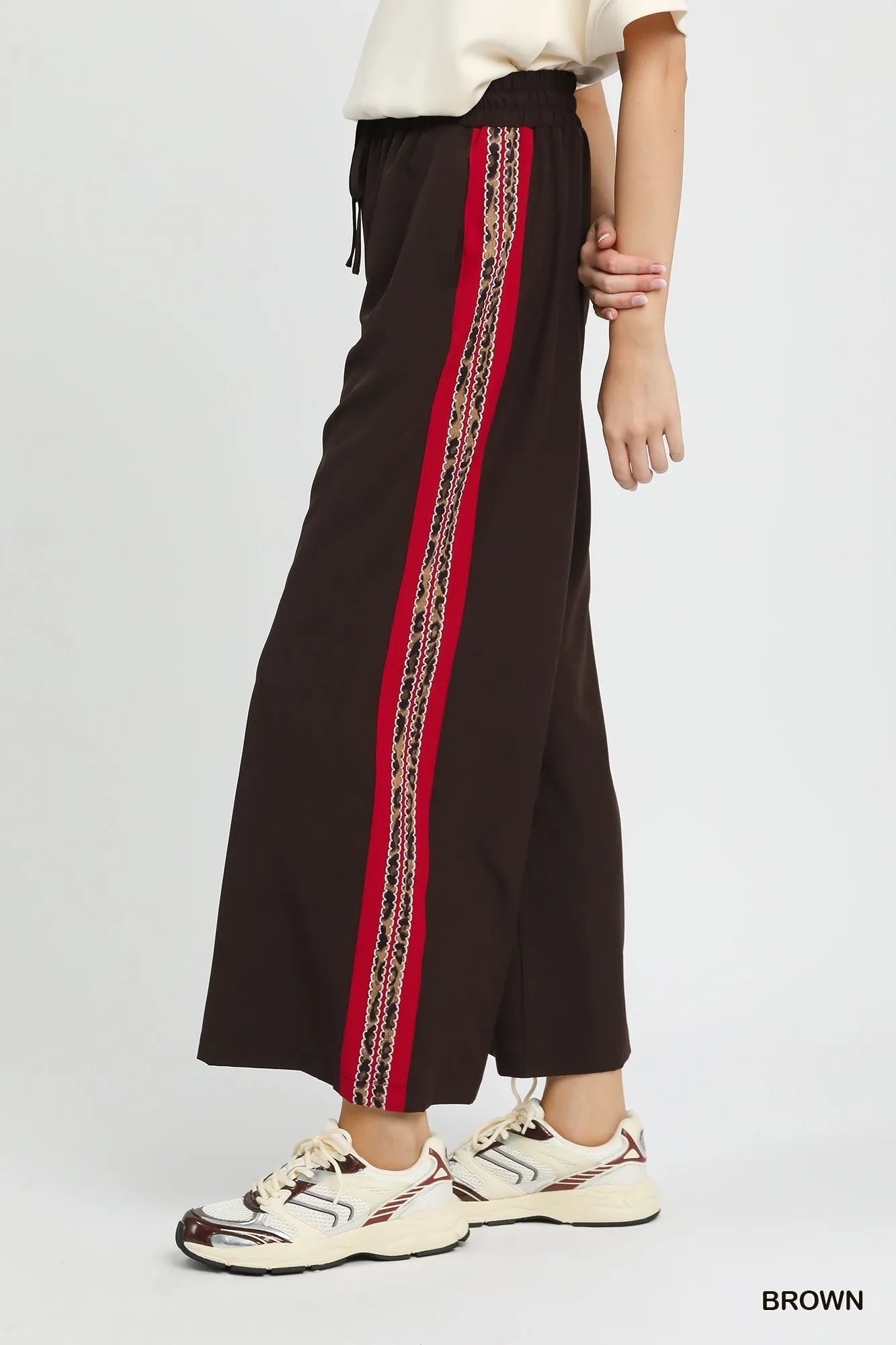 Umgee Wide Leg Pants with Contrast Side Trim - Sydney So Sweet