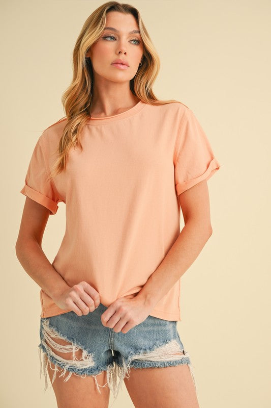 Aemi + Co Exposed Seam Round Neck Short Sleeve T-Shirt - Sydney So Sweet